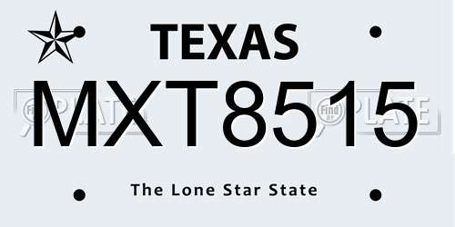 MXT8515 Texas License Plate