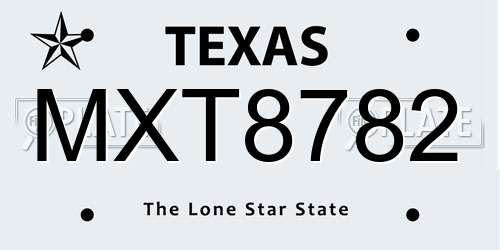 MXT8782 Texas License Plate