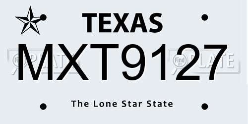 MXT9127 Texas License Plate