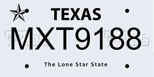 MXT9188 Texas License Plate