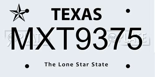 MXT9375 Texas License Plate