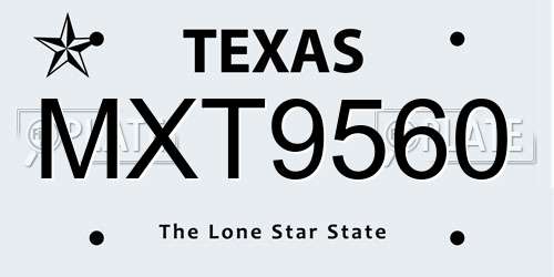 MXT9560 Texas License Plate