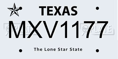 MXV1177 Texas License Plate