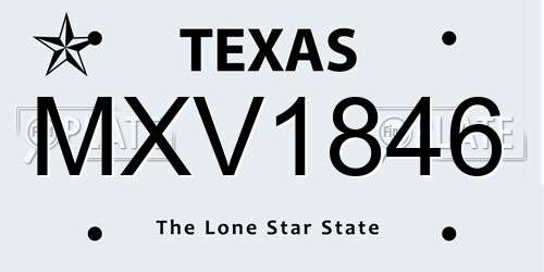 MXV1846 Texas License Plate