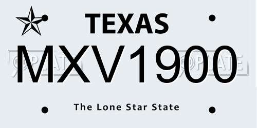 MXV1900 Texas License Plate