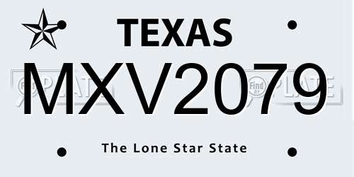 MXV2079 Texas License Plate