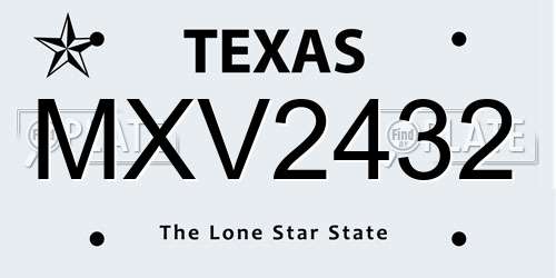 MXV2432 Texas License Plate