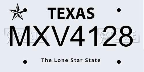 MXV4128 Texas License Plate