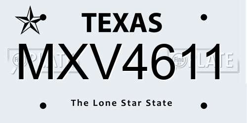 MXV4611 Texas License Plate