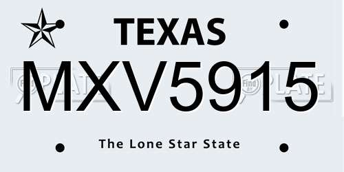 MXV5915 Texas License Plate
