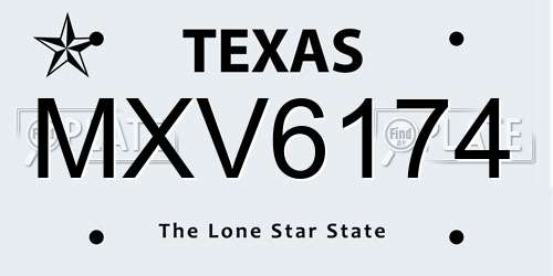 MXV6174 Texas License Plate