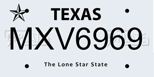 MXV6969 Texas License Plate
