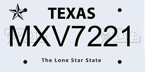 MXV7221 Texas License Plate