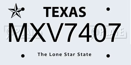 MXV7407 Texas License Plate