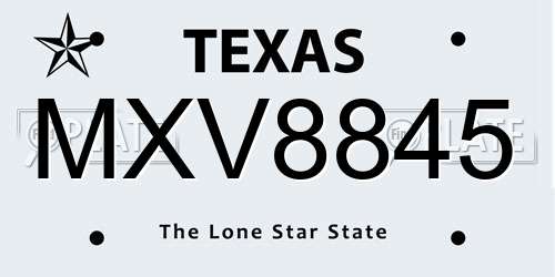 MXV8845 Texas License Plate
