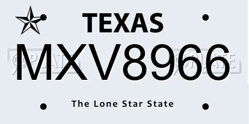 MXV8966 Texas License Plate