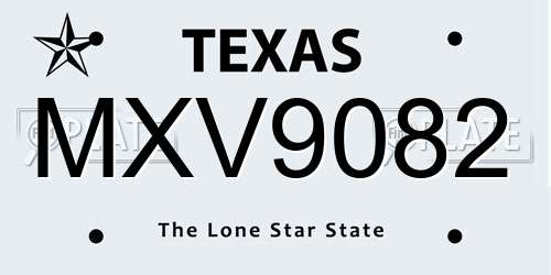 MXV9082 Texas License Plate