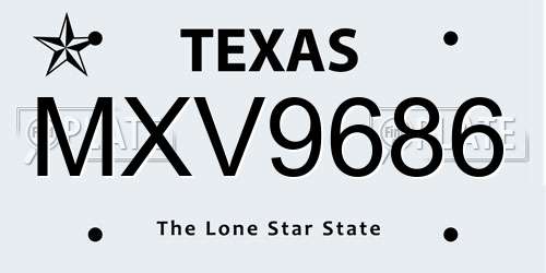 MXV9686 Texas License Plate