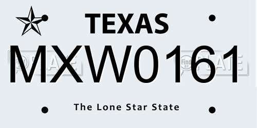 MXW0161 Texas License Plate
