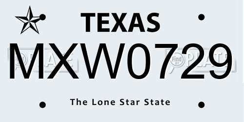 MXW0729 Texas License Plate