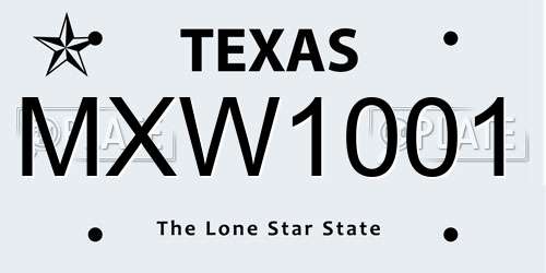 MXW1001 Texas License Plate