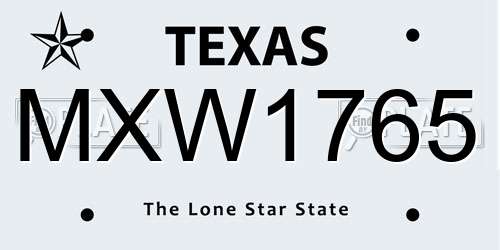 MXW1765 Texas License Plate