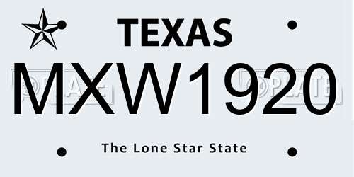 MXW1920 Texas License Plate