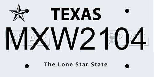 MXW2104 Texas License Plate