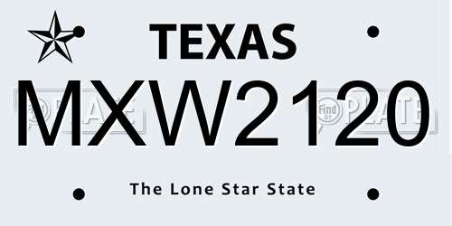 MXW2120 Texas License Plate