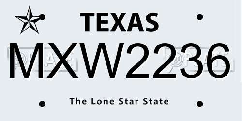 MXW2236 Texas License Plate