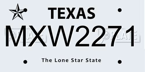 MXW2271 Texas License Plate