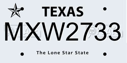 MXW2733 Texas License Plate