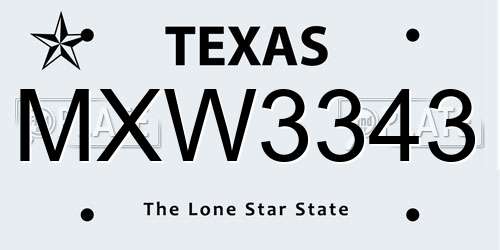 MXW3343 Texas License Plate