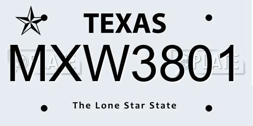 MXW3801 Texas License Plate