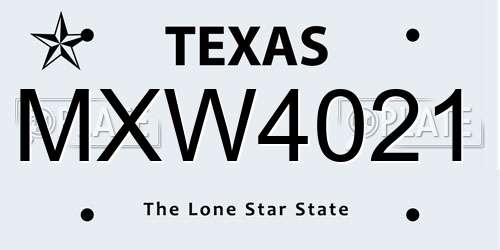 MXW4021 Texas License Plate