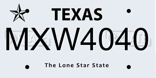 MXW4040 Texas License Plate
