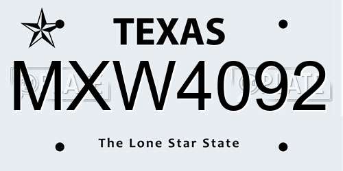 MXW4092 Texas License Plate