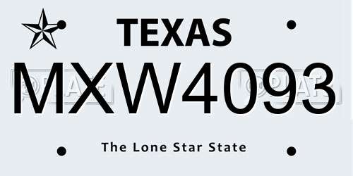 MXW4093 Texas License Plate