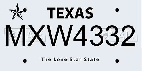 MXW4332 Texas License Plate