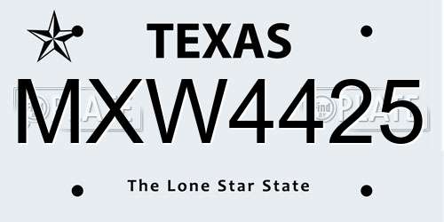 MXW4425 Texas License Plate