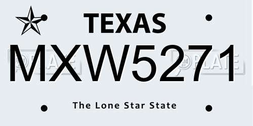MXW5271 Texas License Plate
