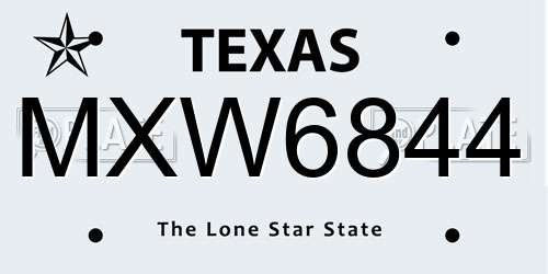 MXW6844 Texas License Plate