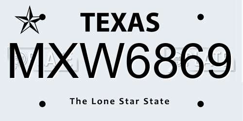 MXW6869 Texas License Plate