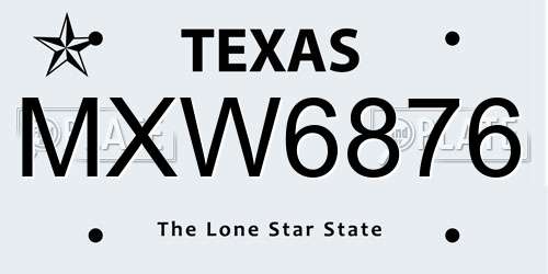 MXW6876 Texas License Plate