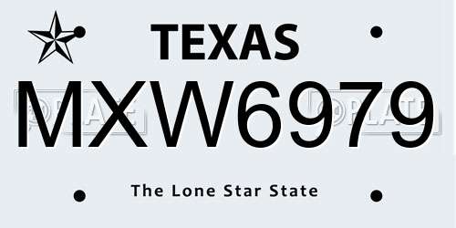 MXW6979 Texas License Plate