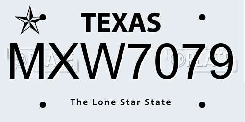 MXW7079 Texas License Plate