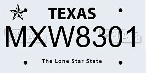 MXW8301 Texas License Plate