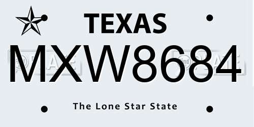 MXW8684 Texas License Plate