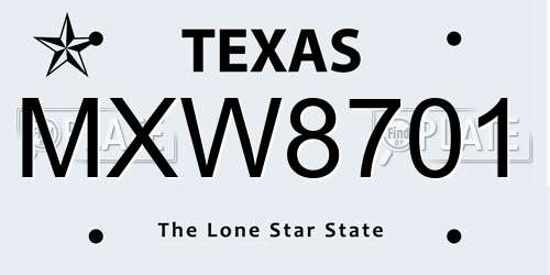 MXW8701 Texas License Plate