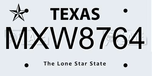 MXW8764 Texas License Plate